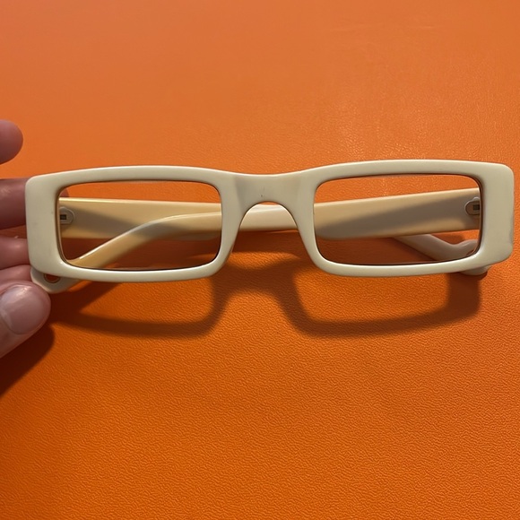 Rectangular Beige Cream Sunglasses - Picture 2 of 6